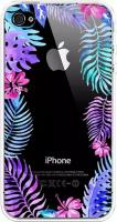 Силиконовый чехол на Apple iPhone 4/4S / Айфон 4/4S Пальмовые ветви арт, прозрачный
