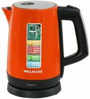 Чайник электрический 1,7 литра, WILLMARK WEK-1758S, 2200 Вт, автоотключение, смотровое окно, оранжевый