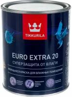 Tikkurila краска интерьерная для влажных помещений EURO EXTRA 20 база A полуматовая белая 0,9л