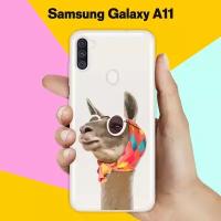 Силиконовый чехол Лама в очках на Samsung Galaxy A11