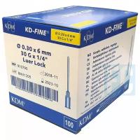 Игла инъекционная KDM KD-Fine 30G (0.3 мм х 6 мм), 100 шт