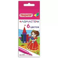 Фломастеры пифагор "Принцессы", 6 цветов, вентилируемый колпачок, 151404