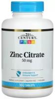 Таблетки 21st Century Zinc Citrate, 390 г, 50 мг, 360 шт