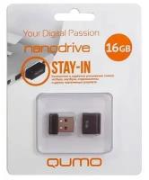 Флешка USB 2.0 Qumo Nanodrive 16 Gb, Пластик, Черный