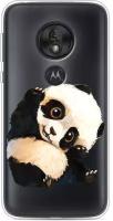 Силиконовый чехол на Motorola Moto G7 Play / Моторола Мото G7 Плей "Большеглазая панда", прозрачный