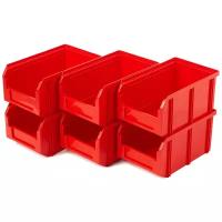 Пластиковый ящик Стелла-техник V-2-К6-красный, 234х149х120мм, комплект 6 штук