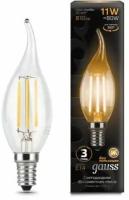 Светодиодная лампа Gauss LED Filament E14 11W 720lm 2700K свеча на ветру