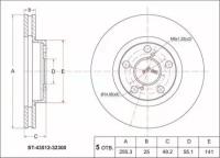 Диск тормозной FR TY Ardeo/Opa/Premio/Allion/Corona ZZV50/#ZT240/#CT10, ZZT230, AT19#/21#, ST19#/21#, ST4351232300 Sat ST-43512-32300