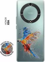 Силиконовый чехол на Honor X9a, Magic5 Lite, Хонор Х9А, Мэджик 5 Лайт с 3D принтом "Colorful Parrot" прозрачный