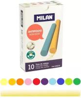 Мел школьный Milan 10 цв, круглая форма, антипыль, цвет ассорти, 245210