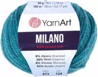 Пряжа "Milano" 8%альпака, 20%шерсть, 8%вискоза, 64%акрил 130м/50гр (873 изумруд) 9343862