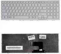 Keyboard / Клавиатура для ноутбука Sony Vaio, белая с рамкой, гор. Enter