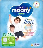 Подгузники трусики детские Moony Extra Soft универсальные 6 XXL 13-28 кг, 26 шт