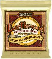 ERNIE BALL 2069 Earthwood 80/20 Folk Nylon 28-42 - Струны для классической гитары