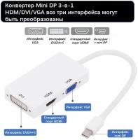 Адаптер-конвертер Mini DP - HDMI/VGA/DVI