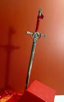 Готическая заколка меч "Эскалибур" красный + открытка ручной работы