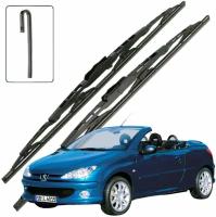 Дворники Peugeot 206 (1) 2D Пежо 206 открытый кузов рест 2003 2004 2005 2006 2007 Щетки стеклоочистителя каркасные для автомобиля 650мм-400мм к-т 2шт