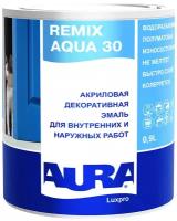 Эмаль акриловая Aura Remix Aqua 30 полуматовая белая основа А 0,9 л