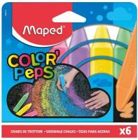 Мелки прямоугольной формы для рисования на асфальте, 6 цветов в коробке MAPED COLOR'PEPS