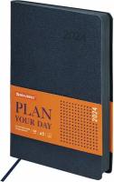 Ежедневник планинг датированный 2024 А5 138x213мм Brauberg Stylish, под кожу гибкий, темно-синий, 114890