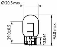 Комплект ламп накаливания блистер 2шт W21W 12V 21W W3X16D PHILIPS 12065B2