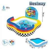 Bestway Бассейн надувной игровой «Микки Маус», 157 х 157 х 94 см, игрушки, 6 шариков, от 3 лет