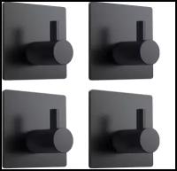 Набор самоклеящихся крючков Matoka, черные крючки для ванной и кухни, 4 шт