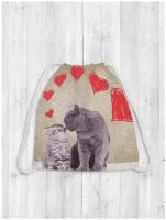 JoyArty Рюкзак-мешок Любвеобильные коты bpa_25649, бежевый/серый/красный