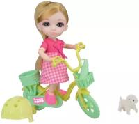 Кукла Funky Toys Малышка Лили на велосипеде с собачкой, 16 см, FT72010