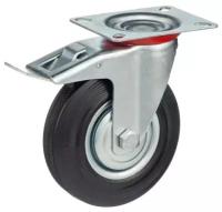 Колесо поворотное Стелла-техник 4003-125 с тормозом, диаметр 125мм, грузоподъемность 100кг, резина, металл