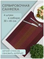Термосалфетка кухонная (плейсмат) PL13/2 Полосы 30*45 см, цвет бордовый, 4 шт