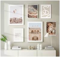 6 картин постеров без рамки на стену "Дюны пустыня" декор для интерьера, набор постеров в подарочном тубусе