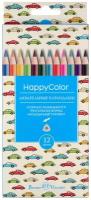 Карандаши BrunoVisconti, акварельные, 12 цветов, HappyColor, Арт. 30-0066, упаковка в ассортименте