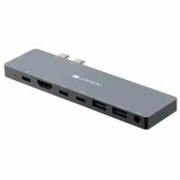 Концентратор-USB Canyon Multiport Docking Station with 8 port, 1*Type C PD100W+2*Type C data+2*HDMI+2*USB3.0+1*Audio. Input 100-240V, Output USB-C PD1