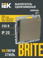 BRITE Выключатель 1-клавишный 10А ВС10-1-0-БрШ шампань IEK