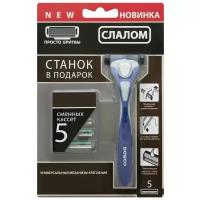 Бритвенный комплект Dorco слалом (1 станок DORCO TNA, 5 кассет DORCO TGP), 2-лезв, плав. головка, пластик. прорезиненная ручка, увл. полоска, закрыт. архитектура, крепление SLALOM