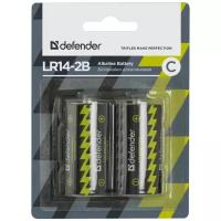 Батарейка Defender алкалиновая C LR14, в упаковке: 2 шт