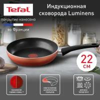 Сковорода Tefal Luminens 04229122, диаметр 22 см, с индикатором температуры, глубокая, с антипригарным покрытием, для газовых, электрических и индукционных плит