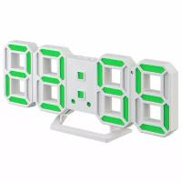 Часы-будильник Perfeo LED "LUMINOUS 2", белый корпус / зелёная подсветка (PF-6111)