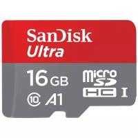 Карта памяти SanDisk Ultra Micro SDHC + SD Adapter, 16 Гб