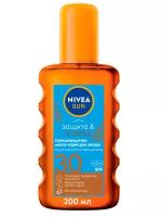 Солнцезащитное масло-спрей для загара Nivea Sun "Защита и загар" SPF 30, водостойкое, 200 мл