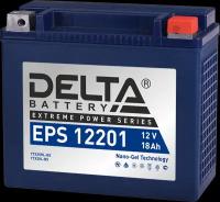 Аккумулятор GEL стартерный герметичный DELTA EPS 12201 I YT19BL-BS YTX20-BS YTX20H-BS (12V / 18 Ah / 176x87x154мм / ток 260 А) обратная полярность (- +)