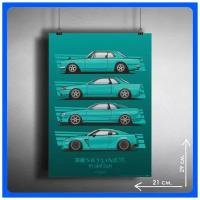 Постер плакат интерьерный GT-R Evolution 29х21см