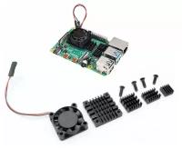 Комплект вентилятор кулер 25x25x7 и радиатор 4шт. для Raspberry PI 4 B