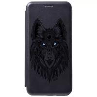 Чехол-книжка Book Art Jack для Huawei P40 с принтом "Grand Wolf" черный