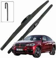 Дворники BMW X6 (2) F16 БМВ Х6 Ф16 2014 2015 2016 2017 2018 2019 2020 Щетки стеклоочистителя гибридные к-т 2шт, 600мм-500мм