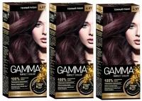 Набор из 3 штук Стойкая крем-краска Gamma Perfect Color тон 4.57 Темный рубин