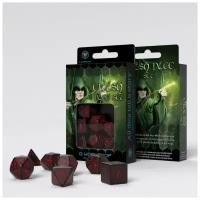 Набор кубиков для настольных ролевых игр (Dungeons and Dragons, DnD, D&D, Pathfinder) - Elvish Dice Black/Red