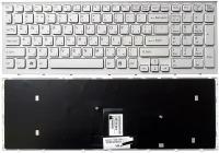 Клавиатура для ноутбука SONY VPCEB3M1R/WI белая с белой рамкой