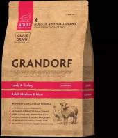 Сухой корм для собак Grandorf Lamb&Turkey Adult Med&Maxi с ягненком и индейкой, 3 кг